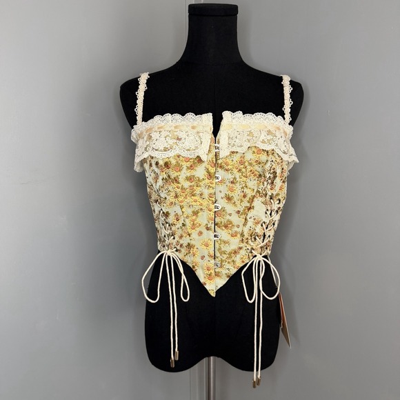 Lacemade Tops - NWT Lacemade Van Gogh Sunflower Corset Top M Victorian Cottage Bridgerton Boho